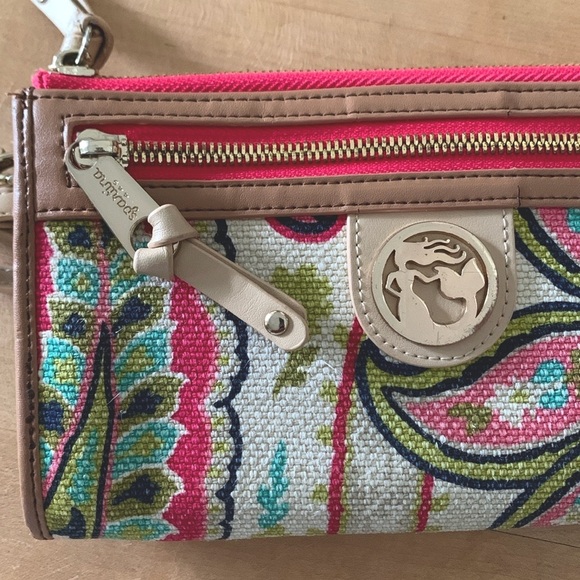 Pretty Spartina 449 linen and leather wristlet - Picture 3 of 9
